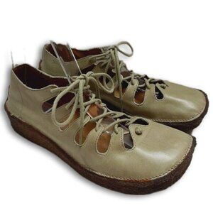 GROUNDHOG Ashland Chunky Gum Sole Lace-Up Square Toe Boho Shoes Sage Green Sz 6
